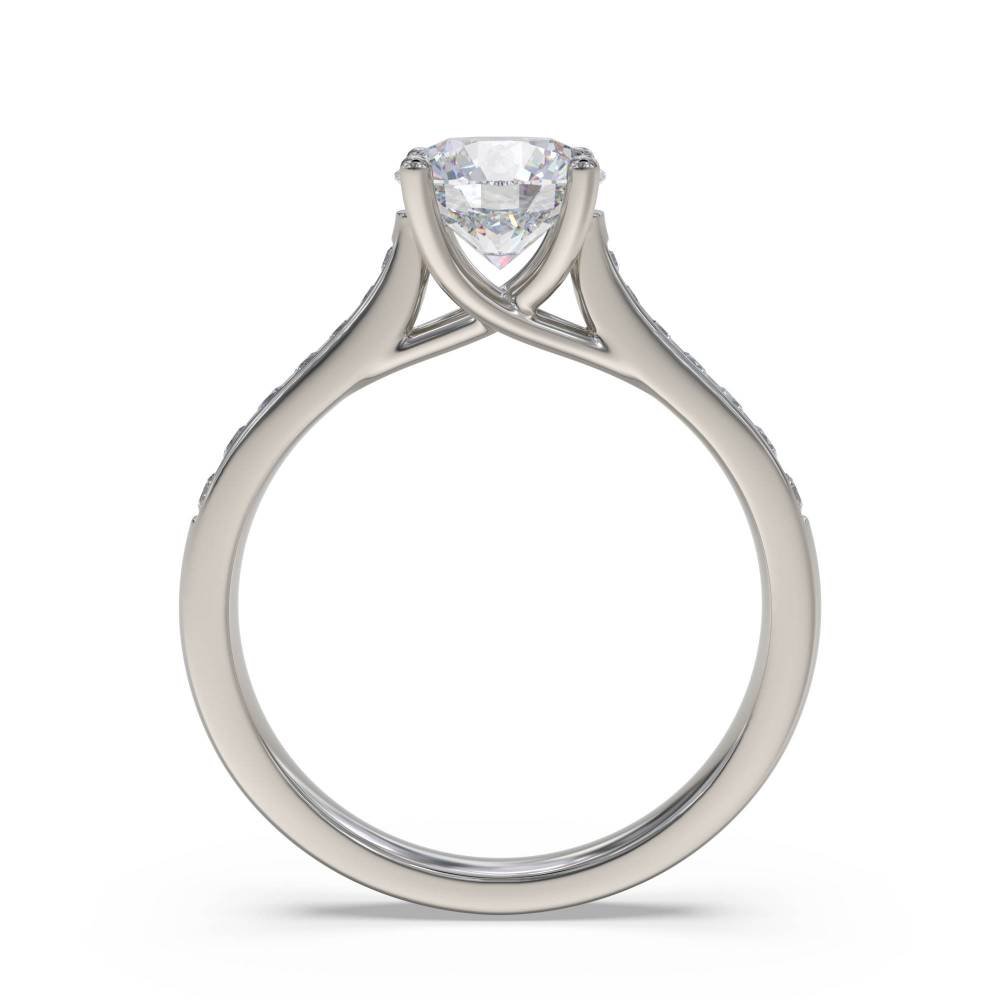 Round Diamond Shoulder Set Ring set in Platinum