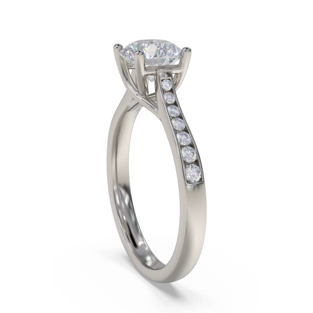 Round Diamond Shoulder Set Ring set in Platinum