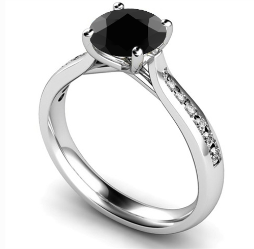 Black Diamond Shoulder Set Ring P