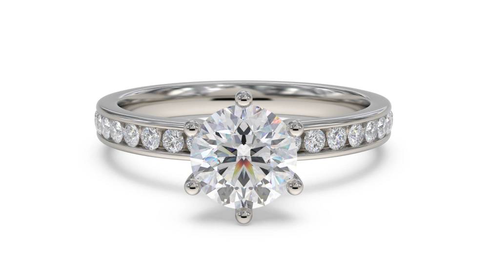 Round Diamond Shoulder Set Ring set in Platinum