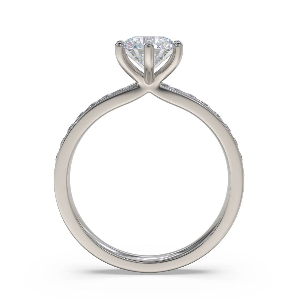 Round Diamond Shoulder Set Ring set in Platinum