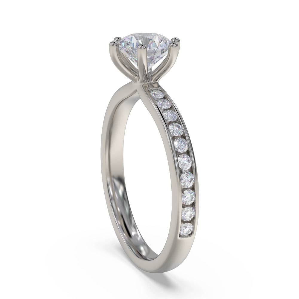 Round Diamond Shoulder Set Ring set in Platinum