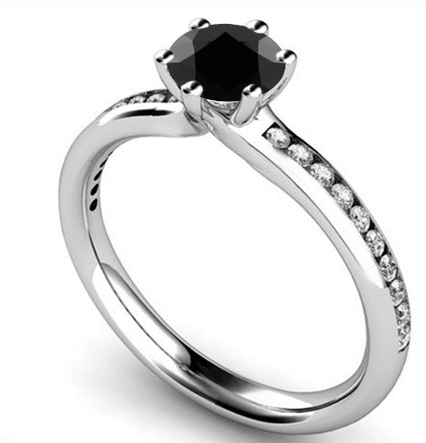 Black Diamond Shoulder Set Ring P