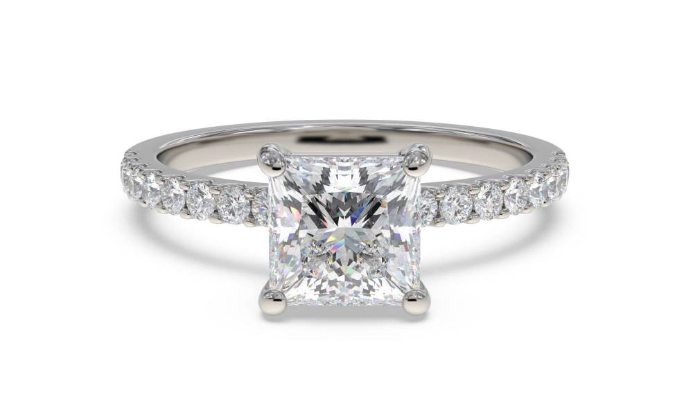 Princess Diamond Shoulder Set Ring set in Platinum