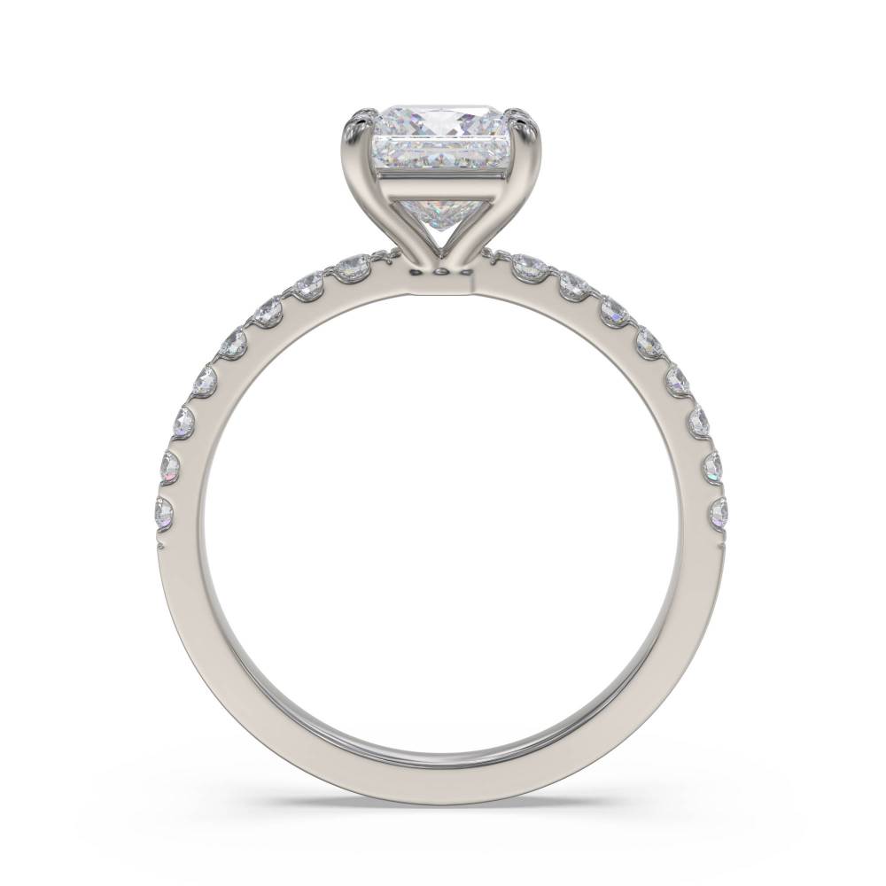 Princess Diamond Shoulder Set Ring set in Platinum