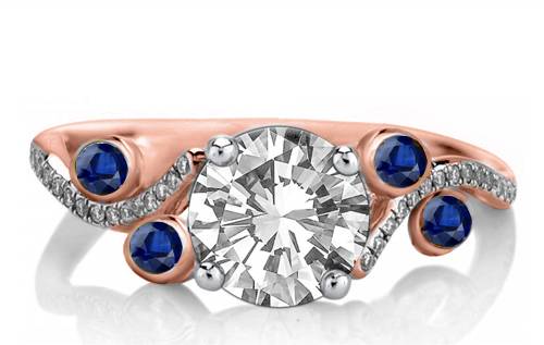Blue Sapphire & Round Diamond Designer Vintage Ring Image