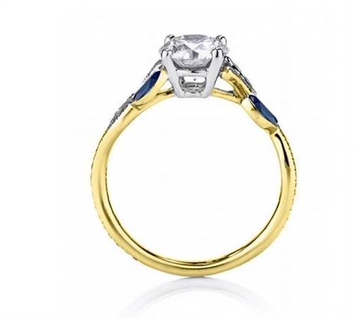 Blue Sapphire & Round Diamond Designer Vintage Ring Image