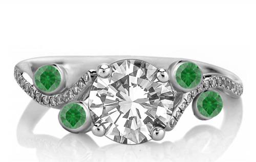 Emerald & Round Diamond Designer Vintage Ring Image
