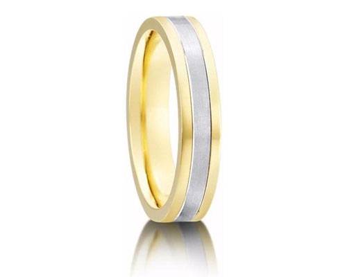 4mm Two Tone D Shape Wedding Ring Image