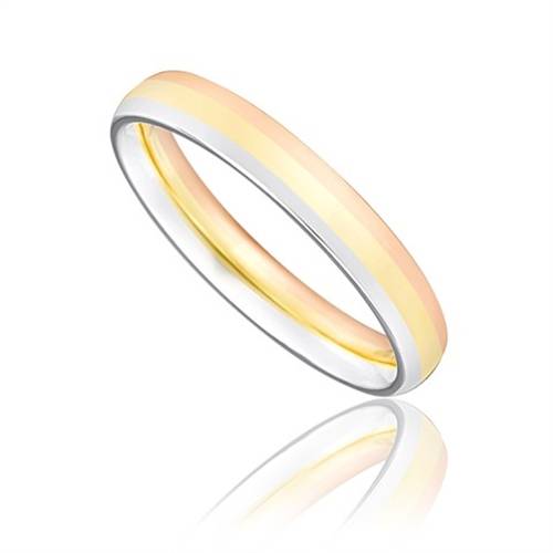 3mm Tri Tone Court Shape Wedding Ring Image