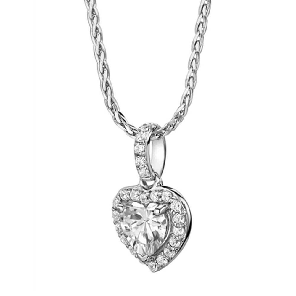 Heart Diamond Single Halo Pendant P