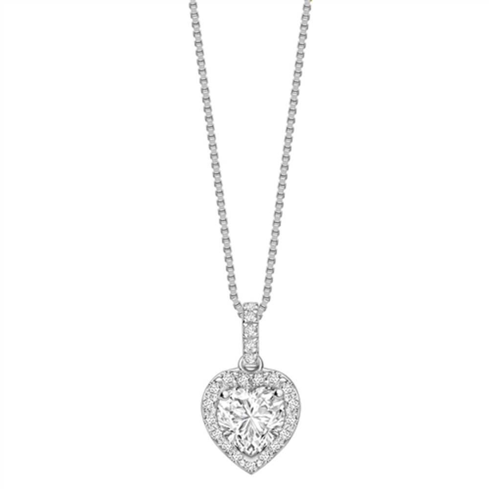 Heart Diamond Single Halo Pendant P