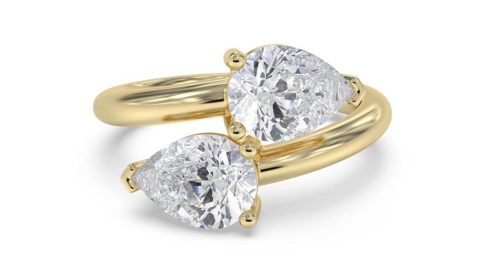 2 Stone Pear Diamond Ring Image