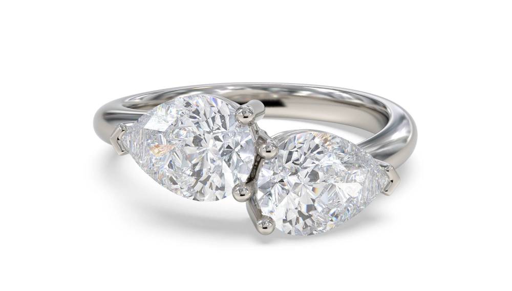 2 Stone Pear Diamond Ring P