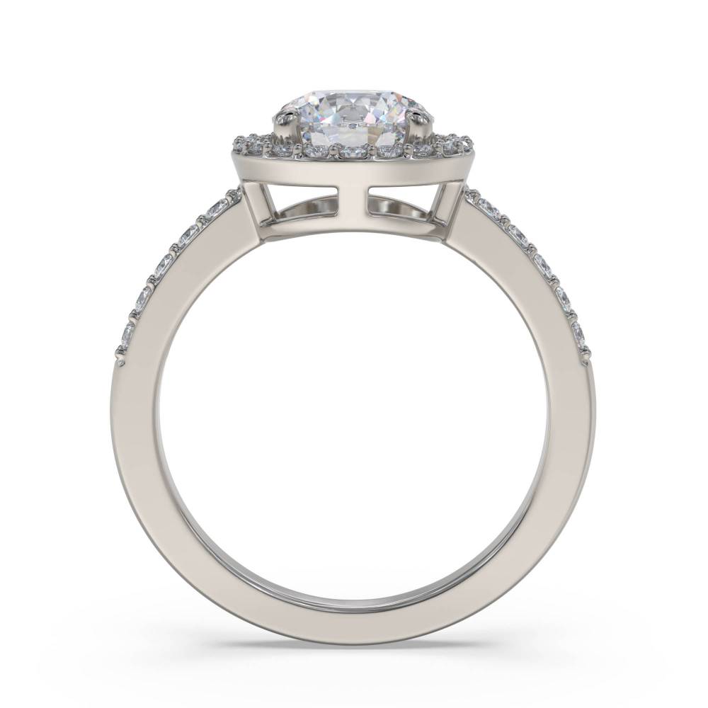 Modern Round Diamond Single Halo Ring set in Platinum