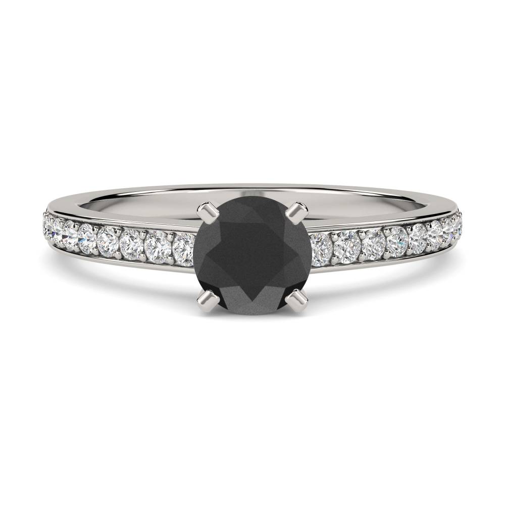 Round Black Diamond Shoulder Set Ring P