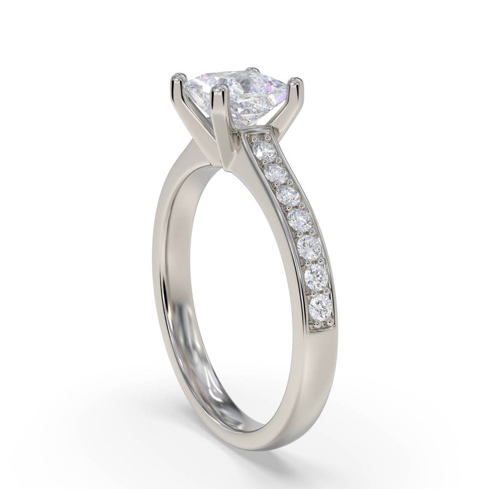 Princess Diamond Shoulder Set Ring set in Platinum