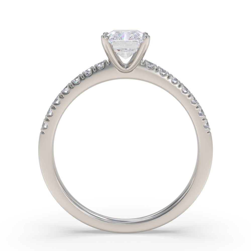 Radiant Diamond Shoulder Set Ring set in Platinum