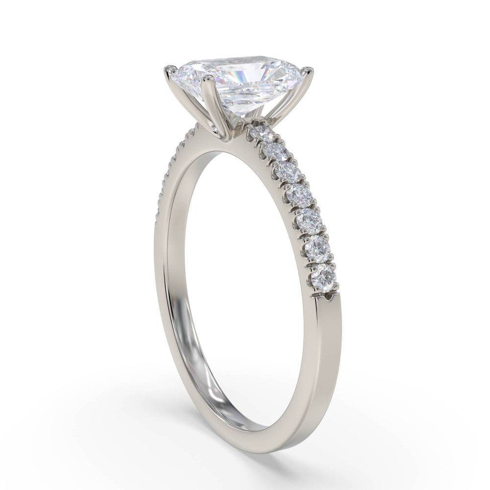 Radiant Diamond Shoulder Set Ring set in Platinum