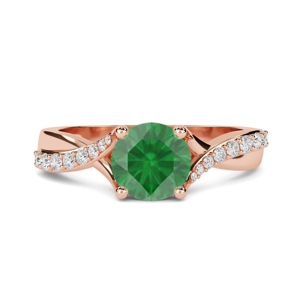 Round Emerald & Diamond Ring Image