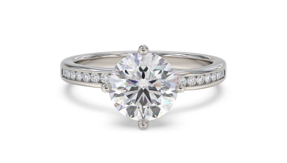 Round Diamond Shoulder Set Ring set in Platinum