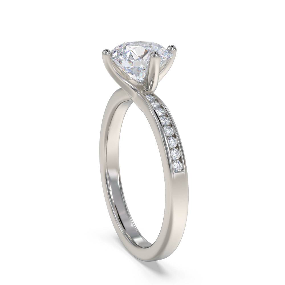 Round Diamond Shoulder Set Ring set in Platinum