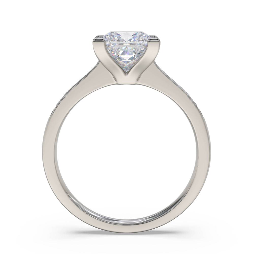 Princess Diamond Shoulder Set Ring set in Platinum