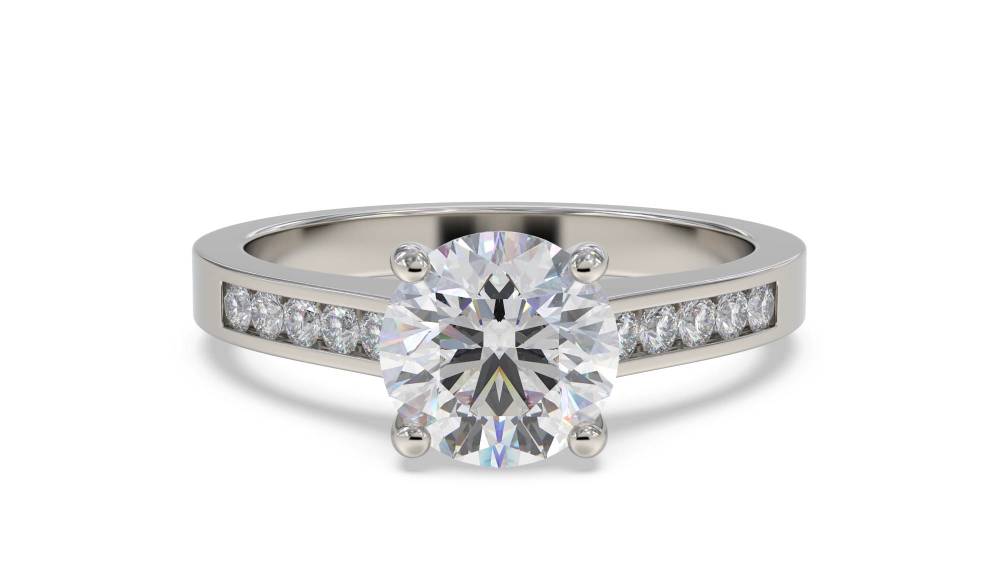 Round Diamond Shoulder Set Ring set in Platinum