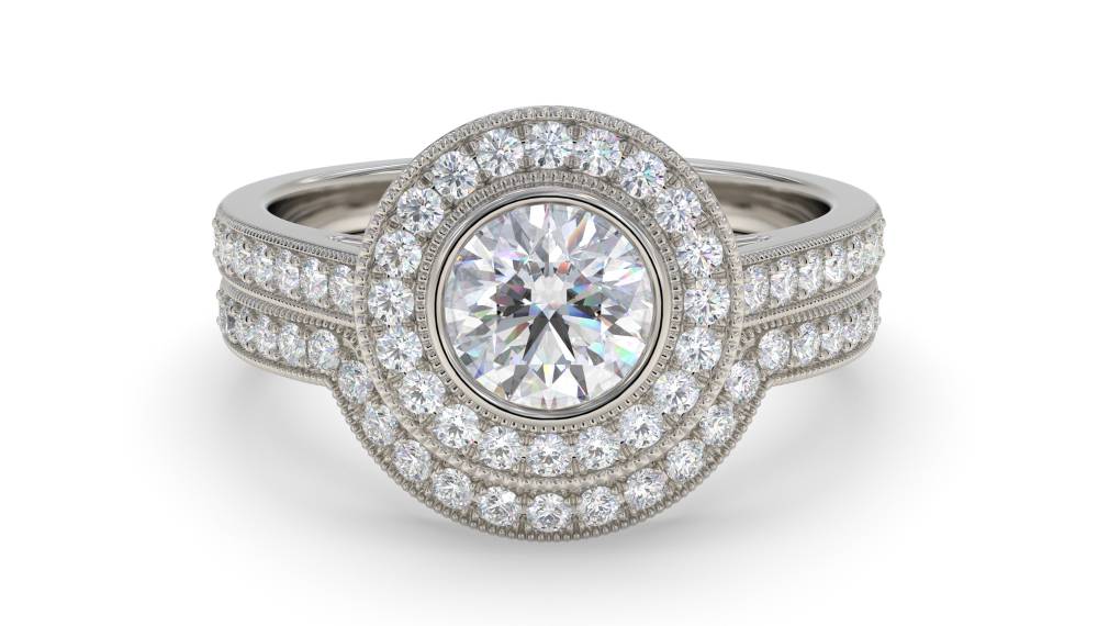 Diamond Shoulder Set Ring With Matching Band P