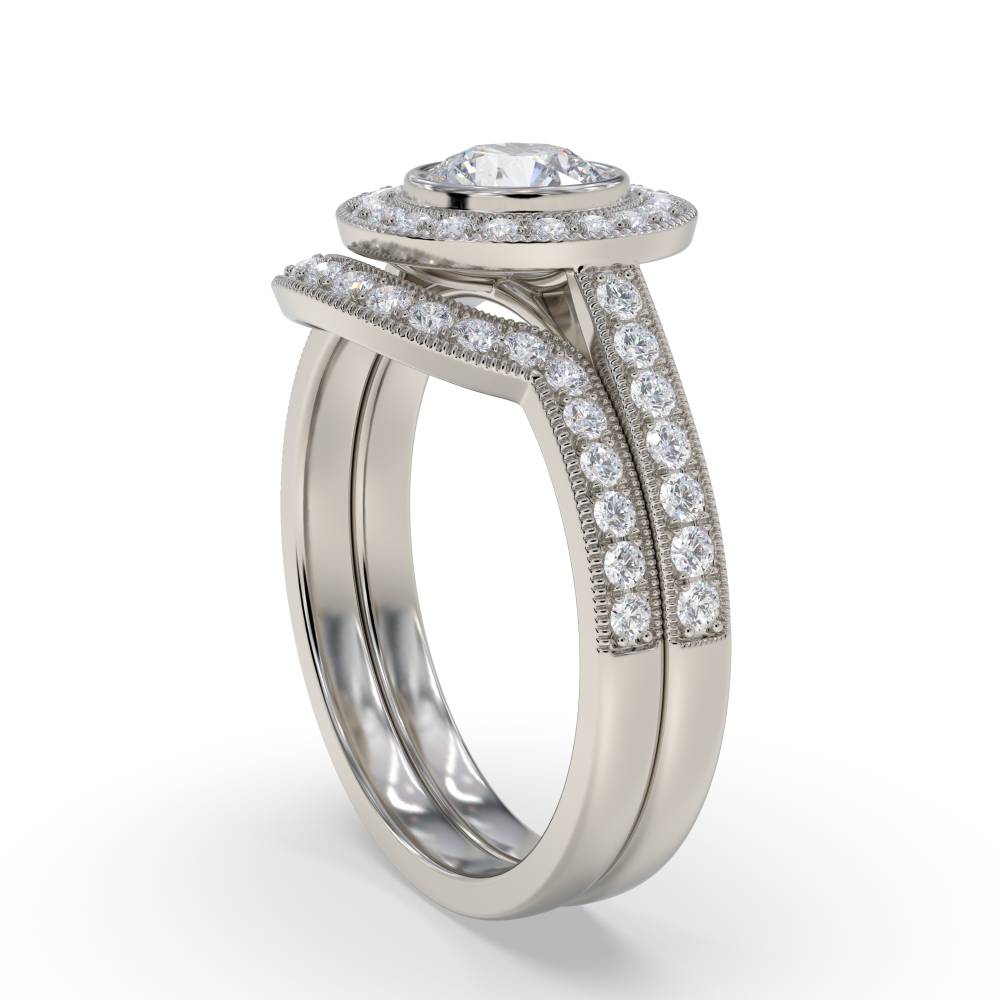 Diamond Shoulder Set Ring With Matching Band P