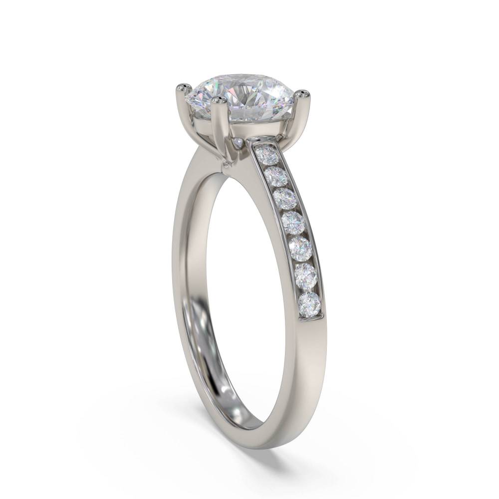 Round Diamond Shoulder Set Ring set in Platinum