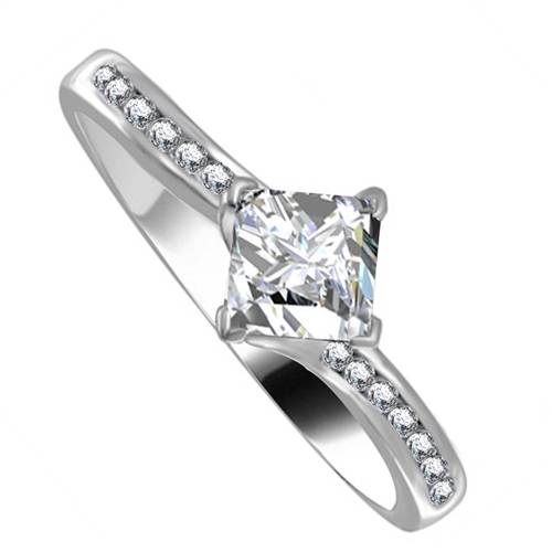 Princess Diamond Shoulder Set Ring Image