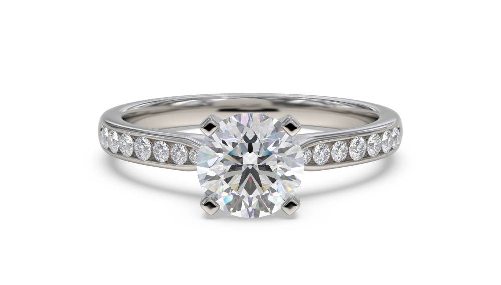 Round Diamond Shoulder Set Ring set in Platinum