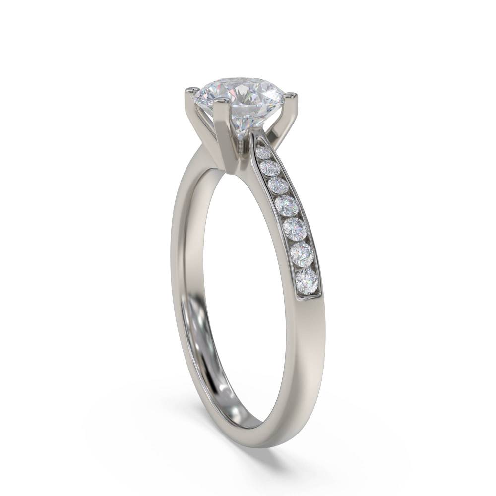 Round Diamond Shoulder Set Ring set in Platinum