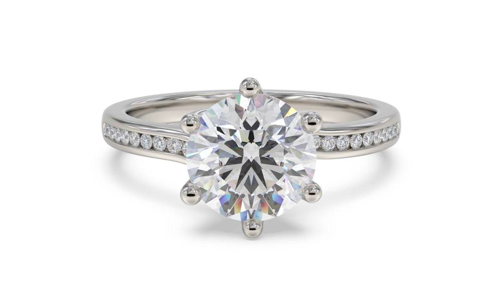 Round Diamond Shoulder Set Ring set in Platinum