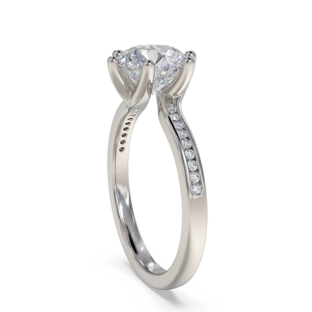 Round Diamond Shoulder Set Ring set in Platinum