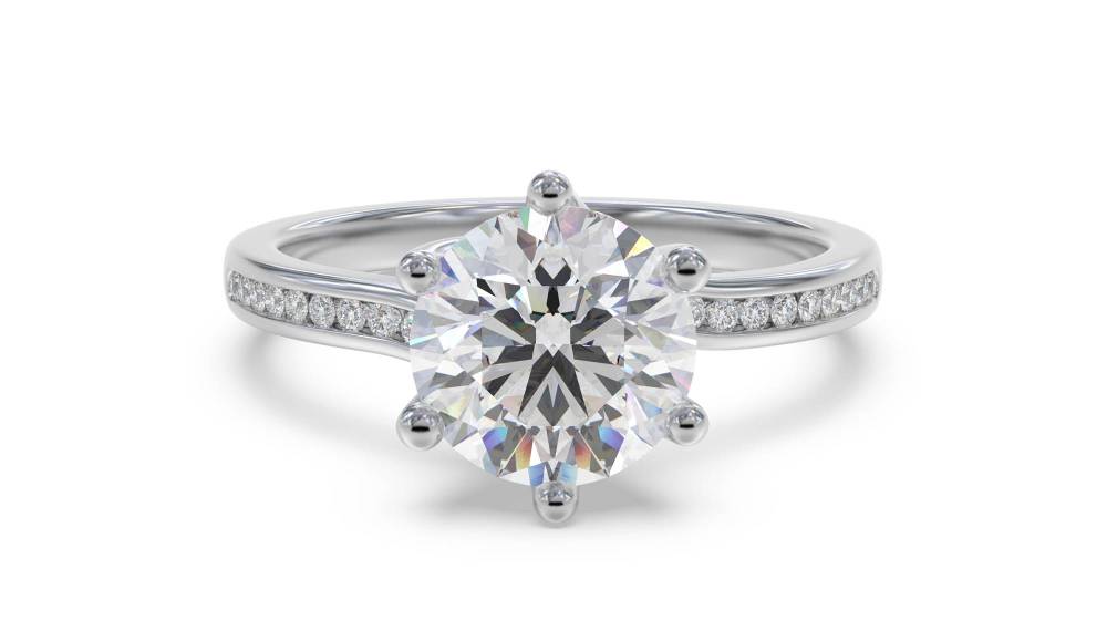 Round Diamond Shoulder Set Ring W