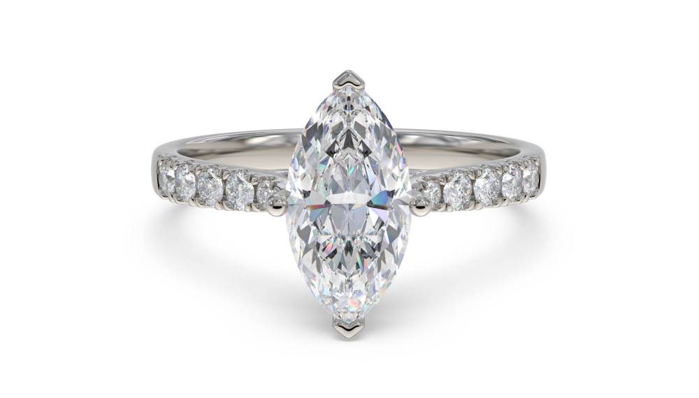 Marquise Diamond Shoulder Set Ring P