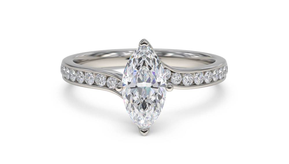 Marquise Diamond Shoulder Set Ring set in Platinum