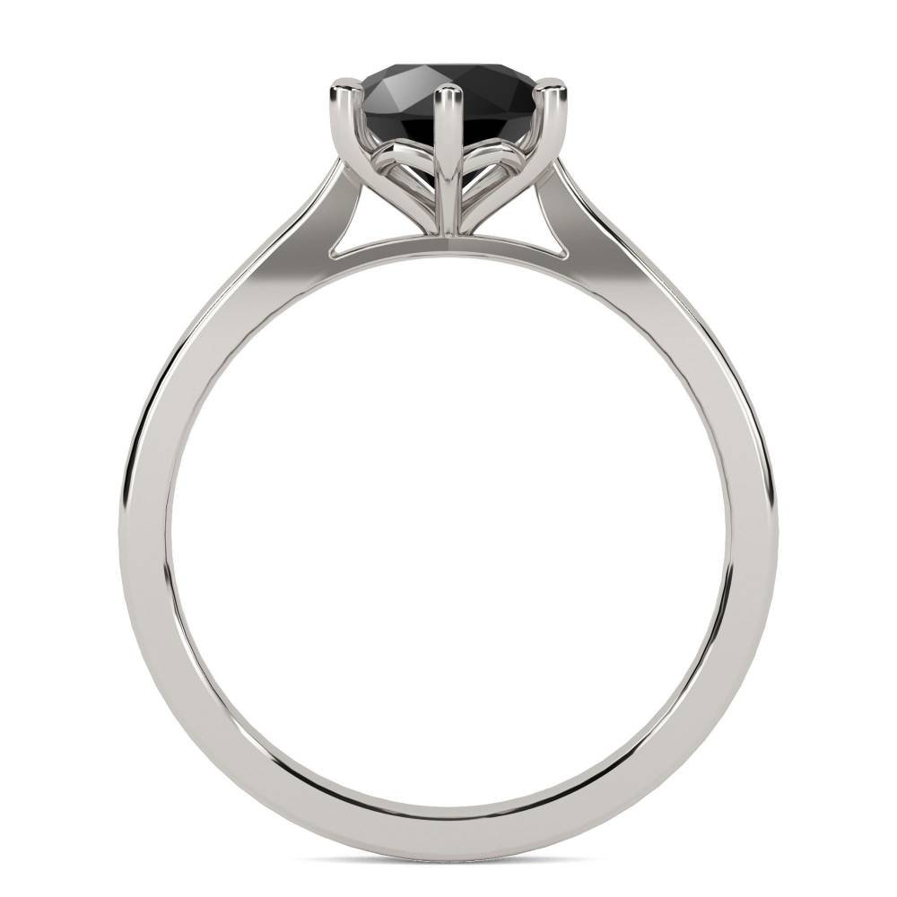 Black Diamond Solitaire Ring set in Platinum