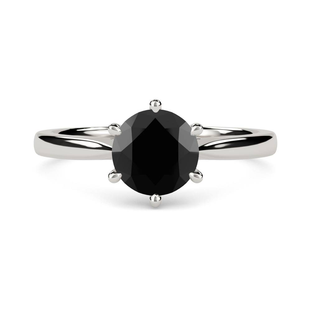 Black Diamond Solitaire Ring set in Platinum