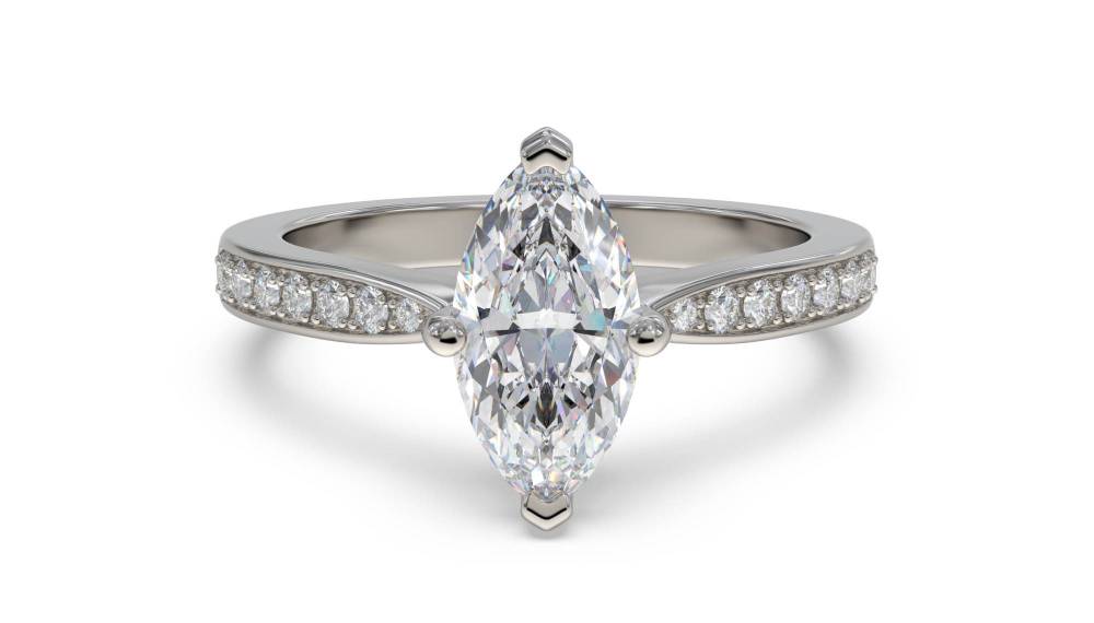 Marquise Diamond Shoulder Set Ring set in Platinum