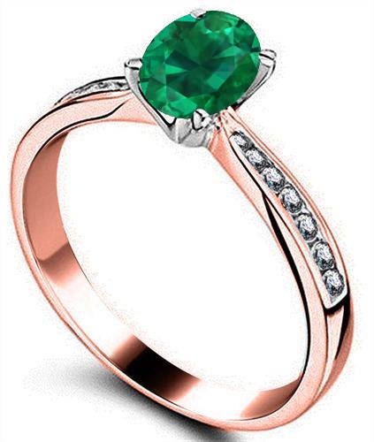 Fancy Emerald Green Oval Diamond Shoulder Set Ring F