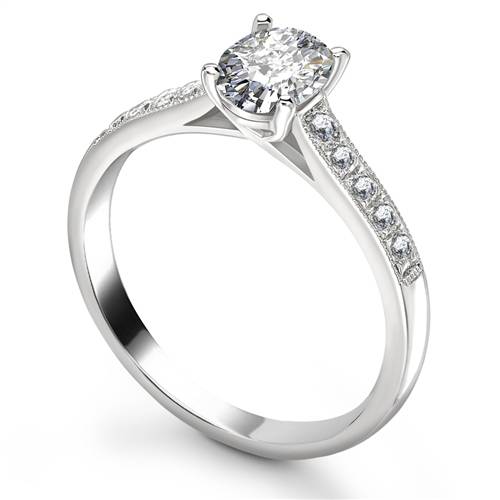 Oval Diamond Shoulder Set Ring W