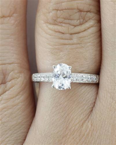 Oval Diamond Shoulder Set Ring W