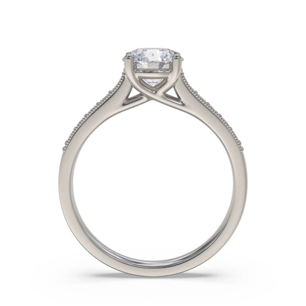 Round Diamond Shoulder Set Ring set in Platinum