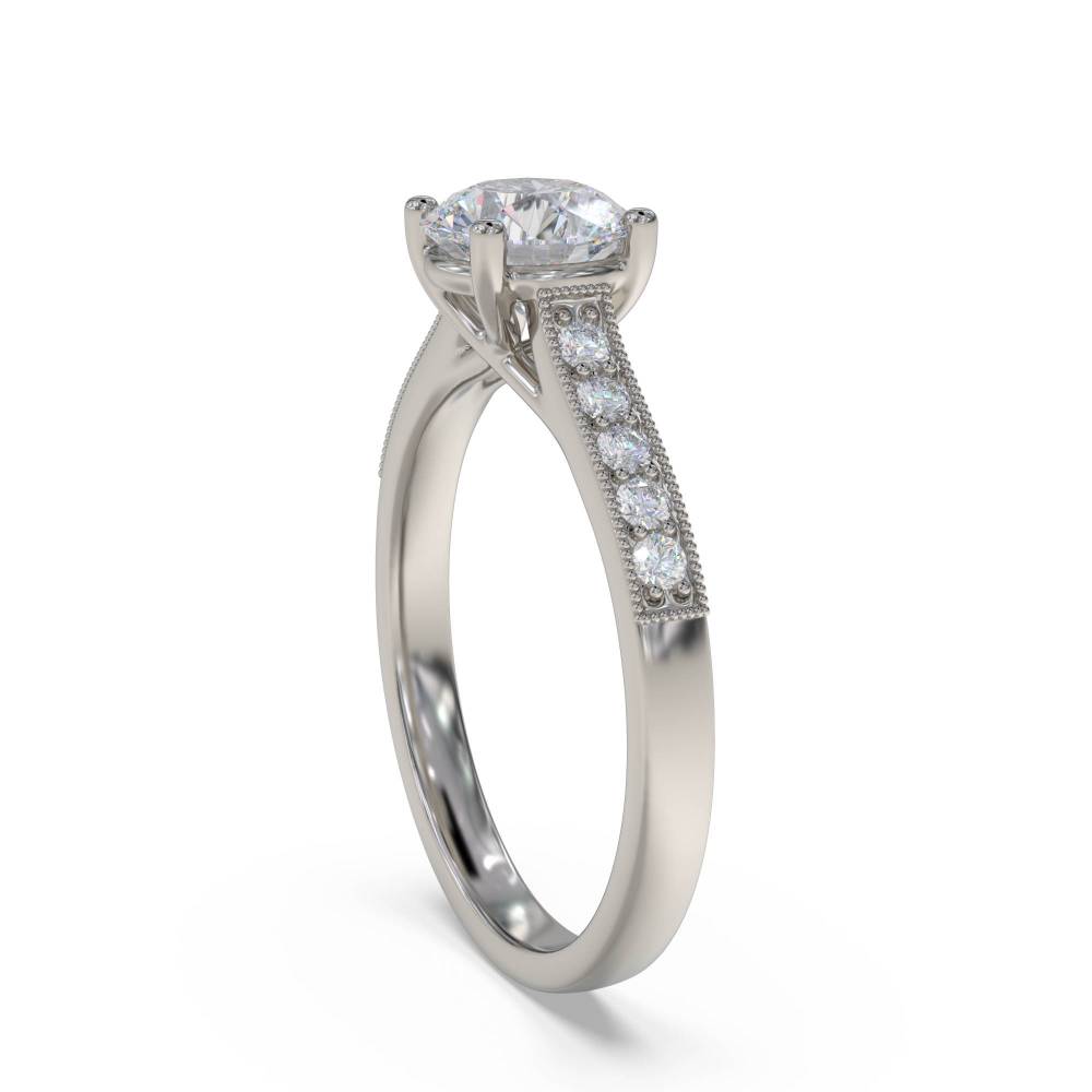 Round Diamond Shoulder Set Ring set in Platinum