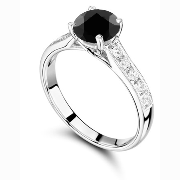 Black Diamond Shoulder Set Ring P