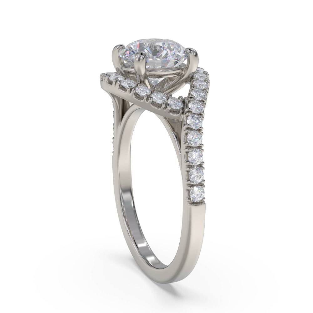 Curved Round Diamond Shoulder Set Ring set in Platinum