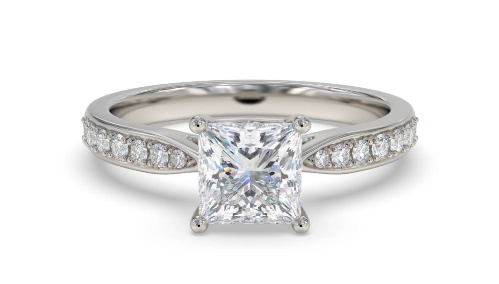 Princess Diamond Shoulder Set Ring set in Platinum